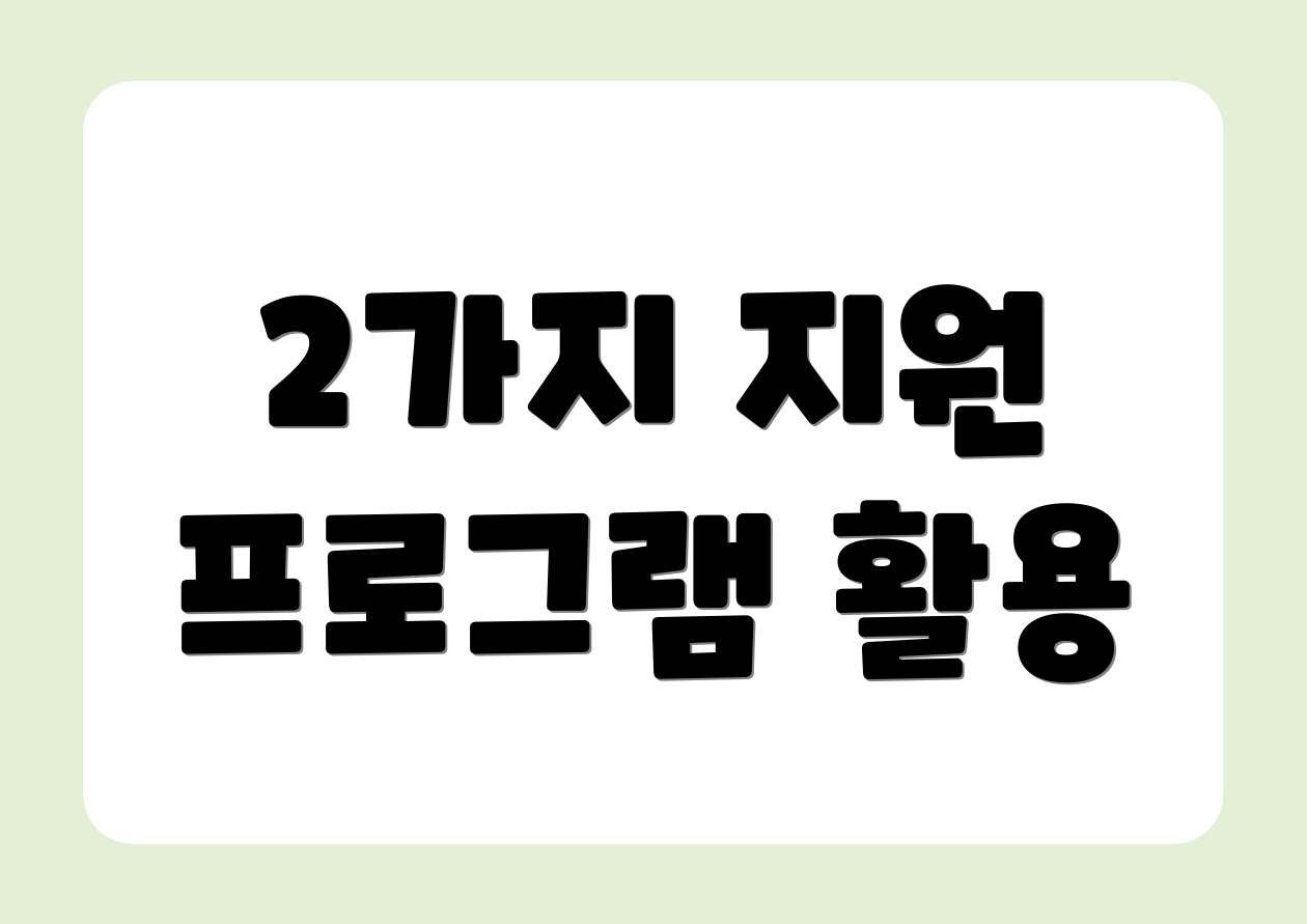 2가지 지원 프로그램 활용