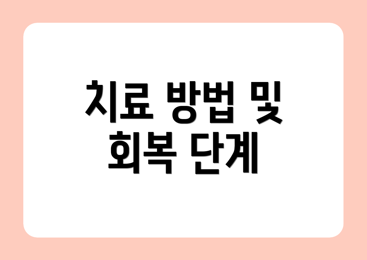치료 방법 및 회복 단계